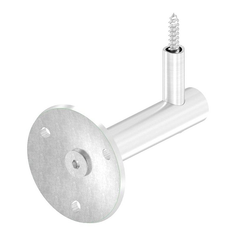 Handrail bracket for screwing on with wood screw (round bar and bracket screwed together), AISI304