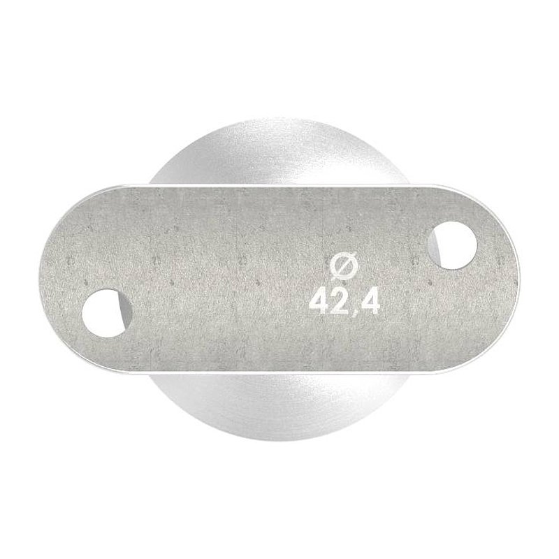 Tube end plug for tube 42.4x2.0mm, handrail connection plate: 42.4mm, AISI316