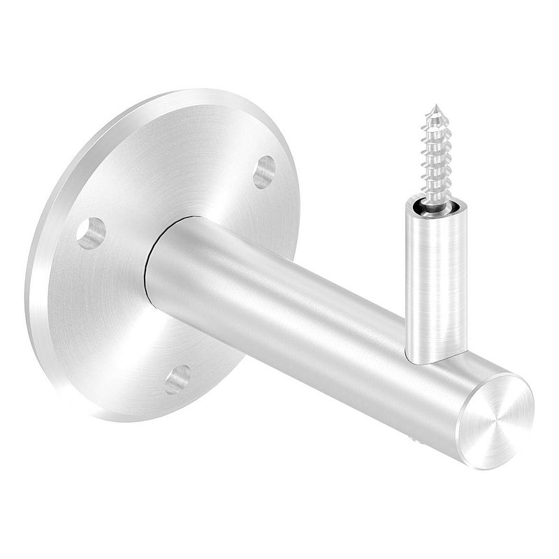 Handrail bracket for screwing on with wood screw (round bar and bracket screwed together), AISI304