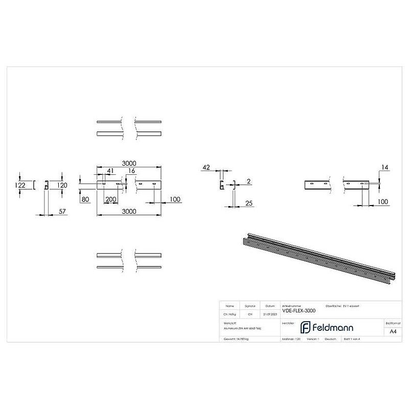 FLEX:MOUNT PRO Profil-Set für eleganza canopy Vordach