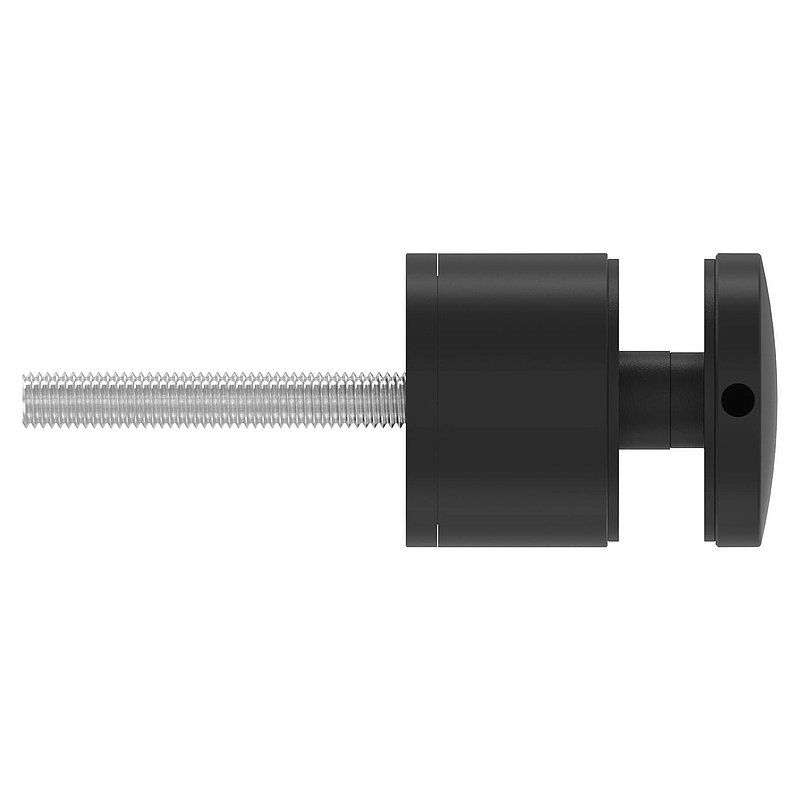 Point de fixation 52mm, plat, réglable, V2A, revêtu par poudre en RAL 9005 noir mat