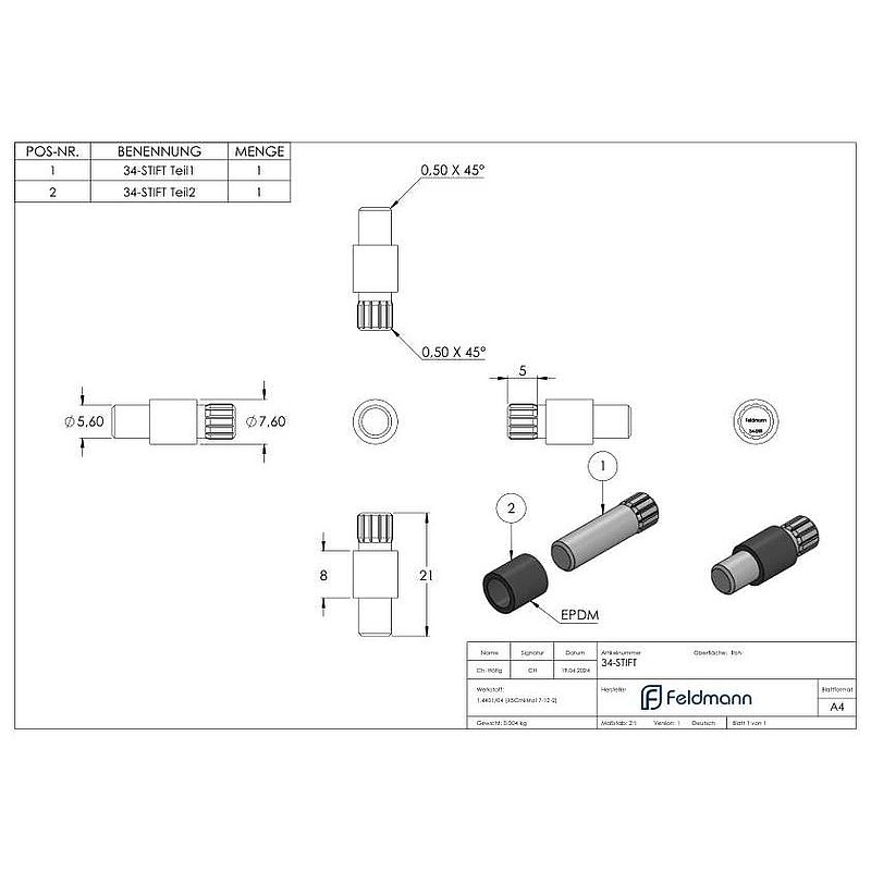 Locking pin for Mod. 34