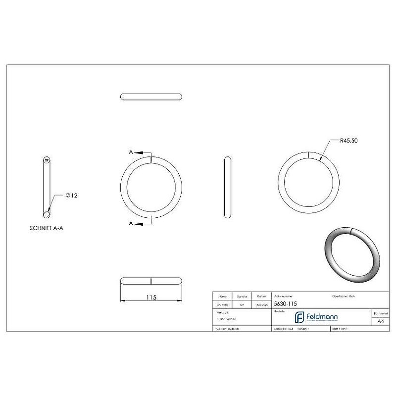 Ring 12mm, outer Ø 115mm