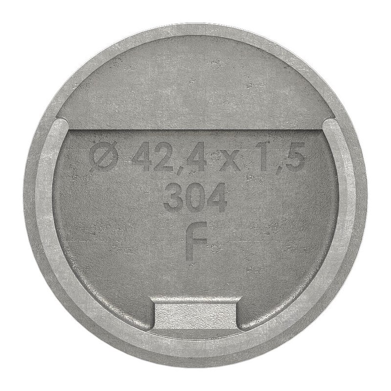 End cap, flat, for slotted tube 42.4 mm, AISI304