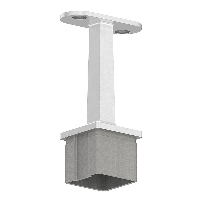 Bouchon pour extrémité de tube avec tige + plaque de racc., pour tube 40x40x2mm V2A