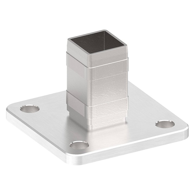 Wall and floor anchor with knurling, for tube 40x40x3.0mm, AISI304