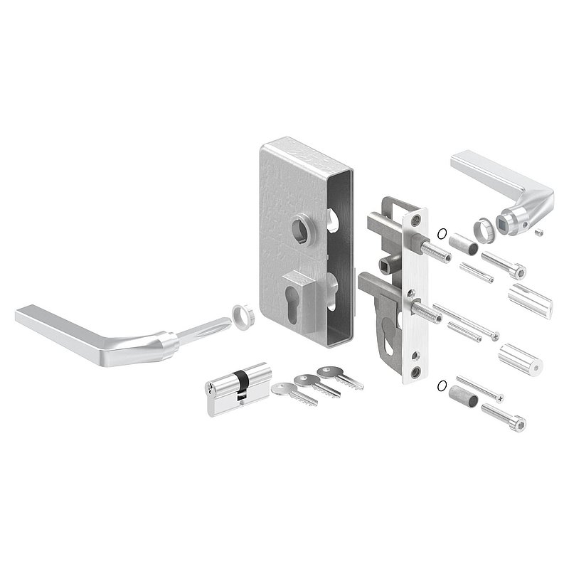Gittertorschloss GTS 2 für Rohrstärke 40-60mm, Gehäuse blank