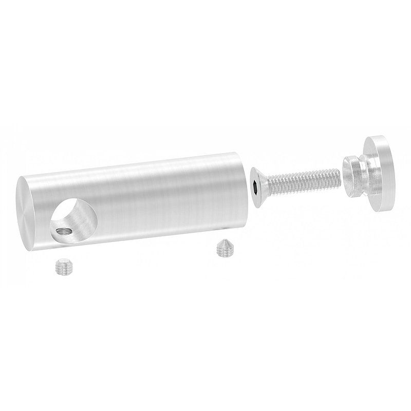 Cross bar holder extended, with through-hole for straight connection, 14.2 mm hole, AISI304
