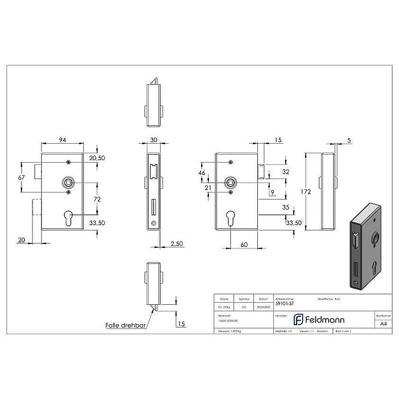 Lock case with galvanised lock