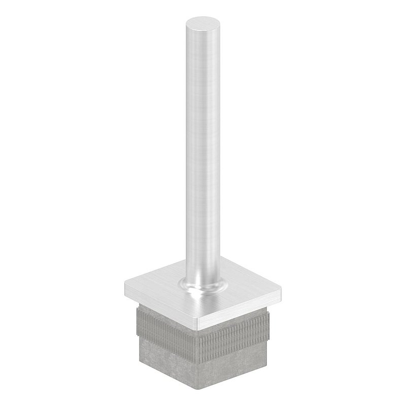 end plug with pin for pipe 40 x 40 x 3,0mm, height 105mm, AISI304
