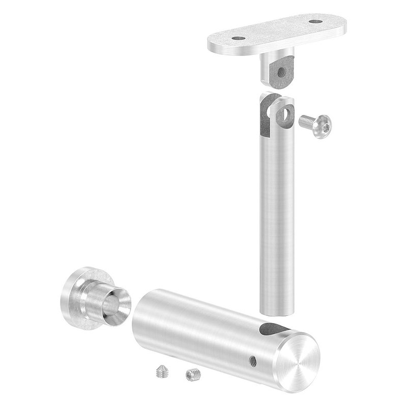 Handlaufhalter mit Gelenk, Handlaufanschlussplatte flach, V2A