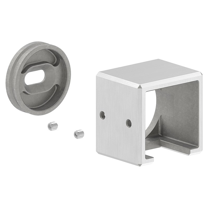 Wall mounting for 40x40mm square groove, left, AISI316