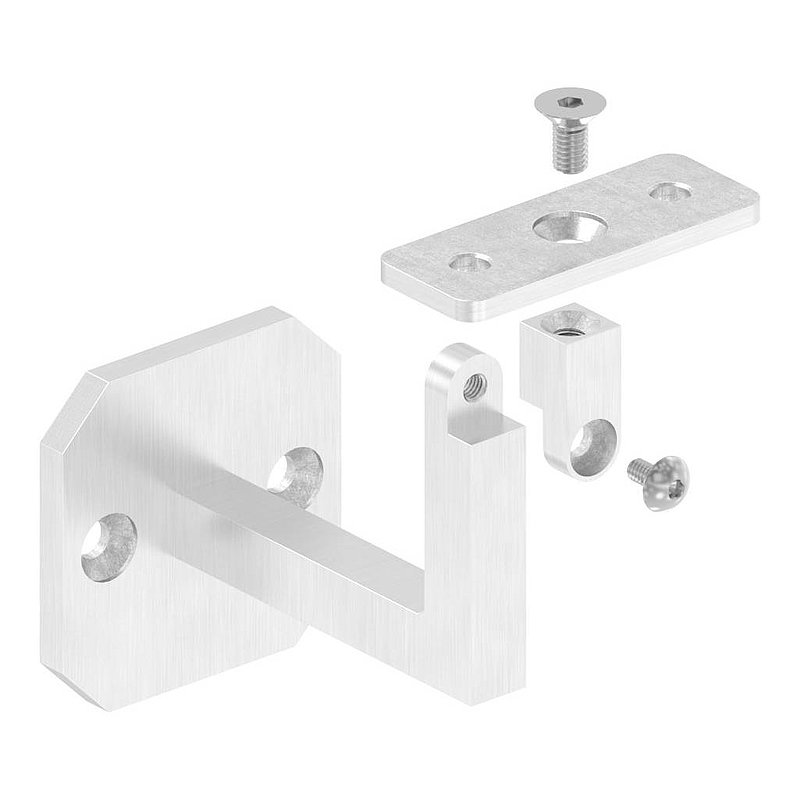 Handlaufhalter eckig mit gerader Handlaufanschlussplatte (Ronde und Bügel verschweißt), V2A