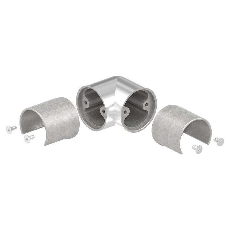 Corner connector for LED slotted tube 42.4mm, AISI304