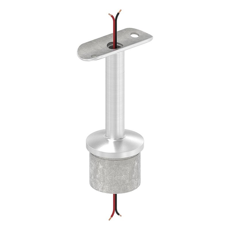 Tube end plug with pin for LED handrail, AISI316