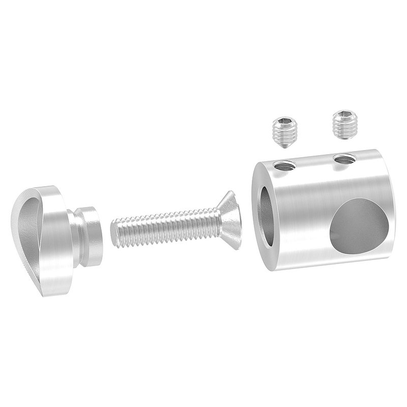 Querstabhalter für 42,4mm Rohr, Sackloch rechts 12,2mm, V2A