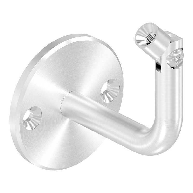 Handrail bracket with joint, top internal thread M6 (round plate and bracket screwed together), AISI