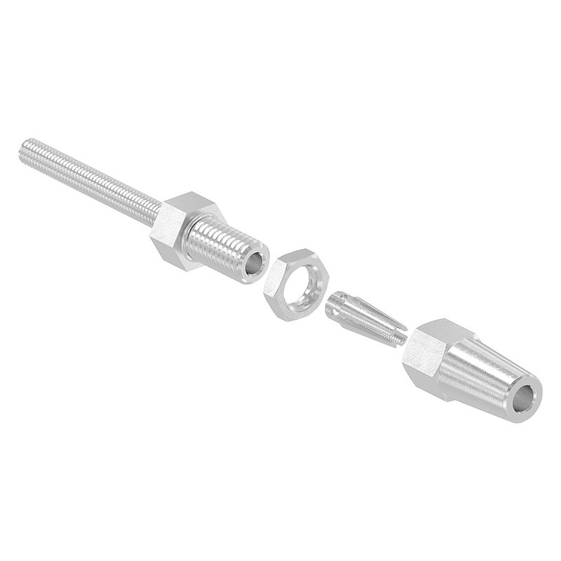 Gewindeterminal zur Selbstmontage für Seil Ø 4mm und Gewinde M6, V4A