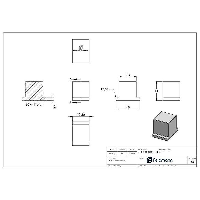 Mounting set glass 21.52mm eleganza canopy, for L: 1805mm