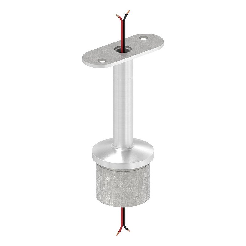 Tube end plug with pin for LED handrail, AISI316