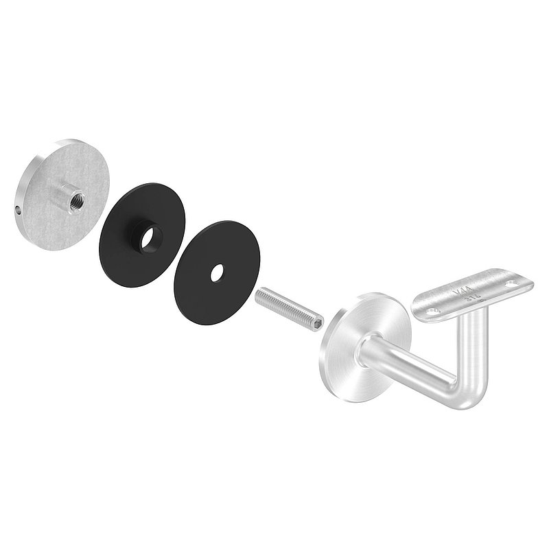 Handrail holder for glass, handrail connection plate 42.4 mm, AISI316