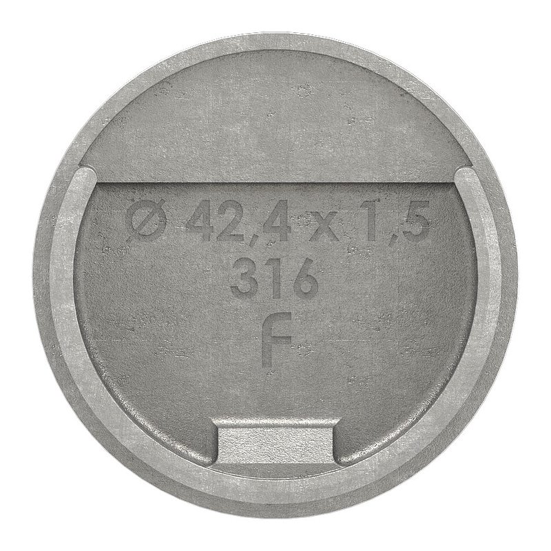 End cap, flat, for slotted tube 42.4 mm, AISI316