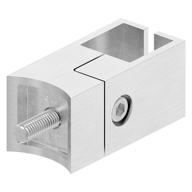 Holder for square clamping profile 20x20mm, connection: 42.4mm, AISI304