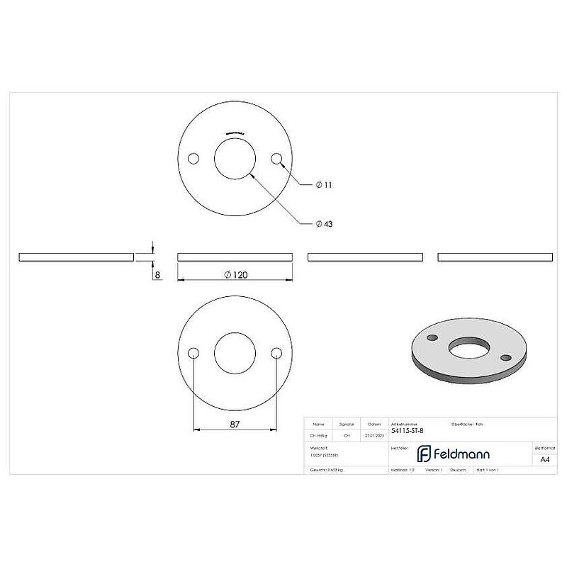 Plaque d'ancrage 120x8mm