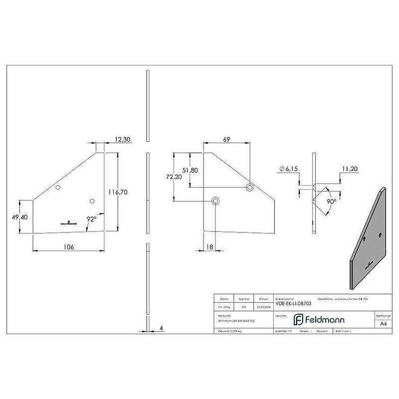 Endkappe links für eleganza canopy, DB703