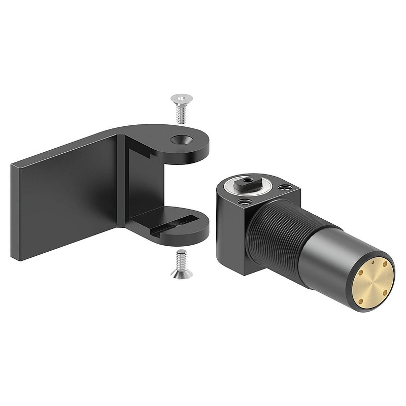 Door hinge 180° self-closing. o. Stop+end track weldable