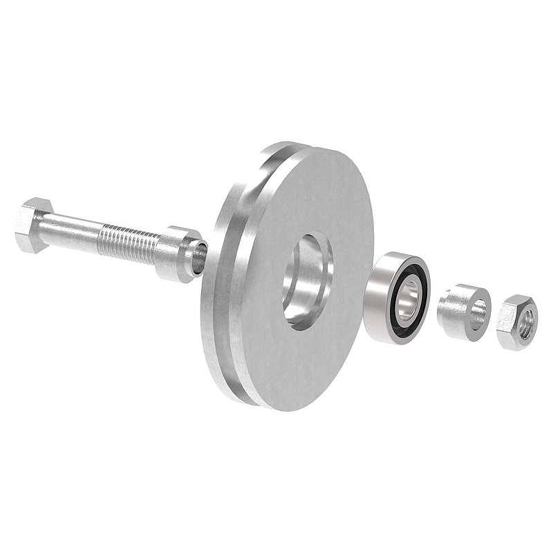 Galet pour porte coulissante avec rainure en U