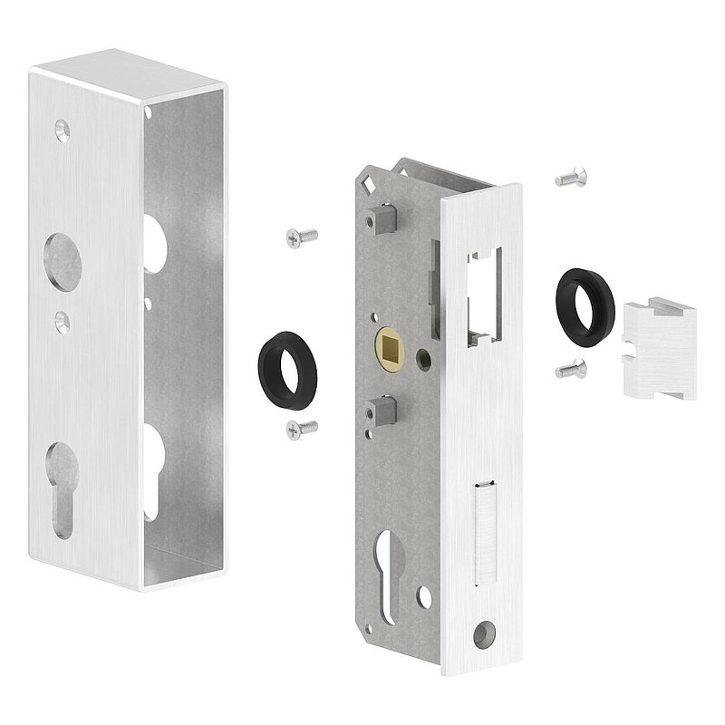 Stainless steel lock case with galvanised lock, dimensions: 40x60x173mm
