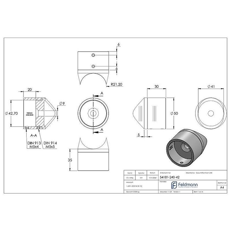 Befestigung für Rohr 42,4mm an 42,4mm