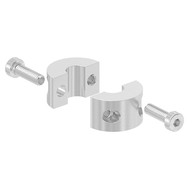 2-piece round clamp for rope Ø 8mm, AISI316