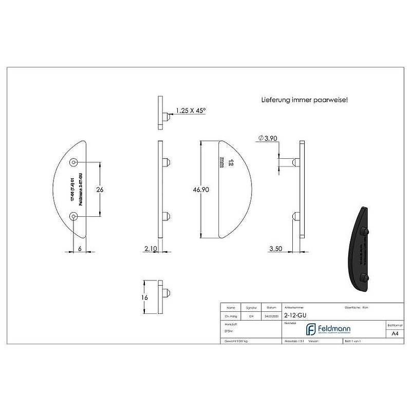 Gummi für Mod. 20/21, ESG-Glas 12mm