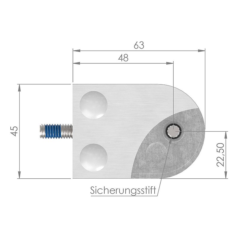 Glasklemme Mod. 33, Anschluss: 60,3mm, in V2A