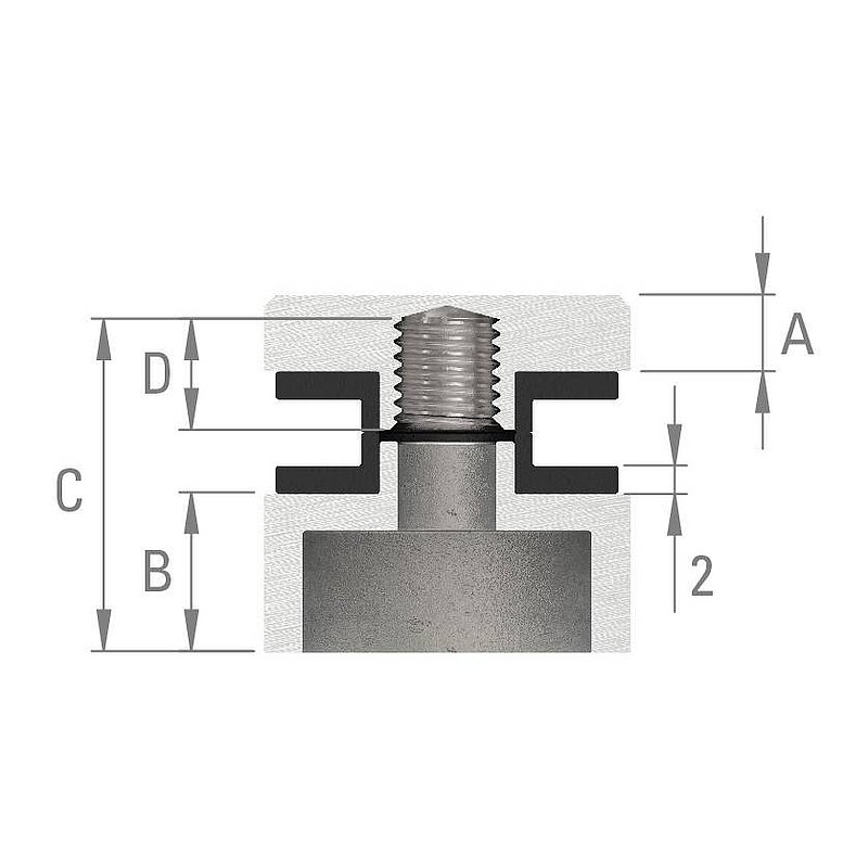Glass point holder 30mm, connection: flat, VA effect