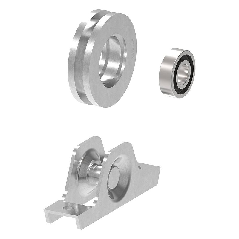 Sliding door roller 78mm with U-groove 8x8mm