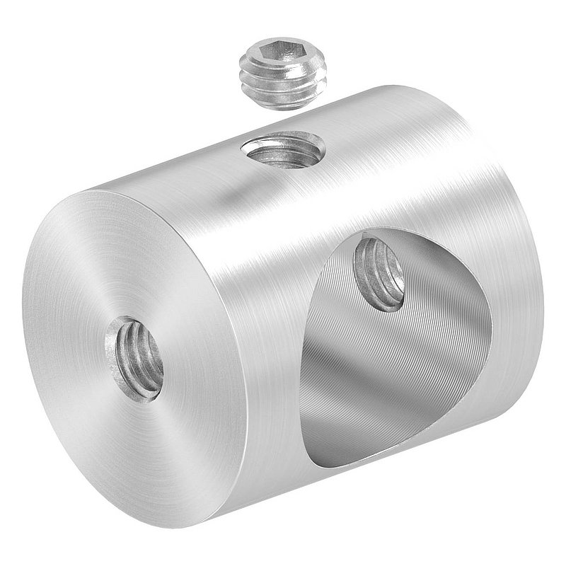 Cross bar holder (mounting between two flat bars) with 14.2 mm hole, AISI304