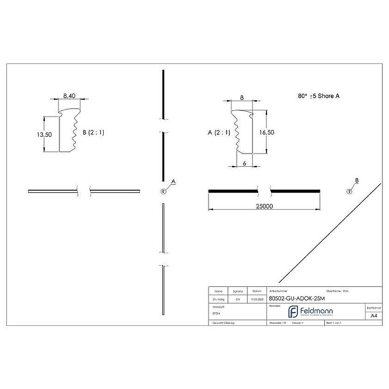 End seal, EPDM, 25m, black