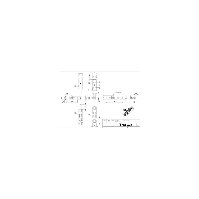 Torriegel zum Anschrauben, Edelstahl V2A