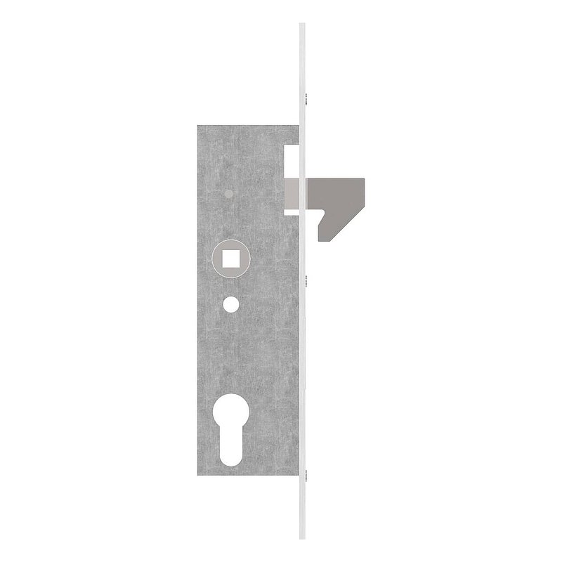 Galvanised tubular frame lock with hook latch (e.g. for sliding gates), backset 35 mm