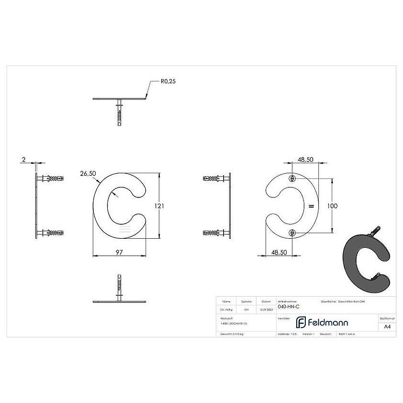 Hausnummer c - "klein", V2A