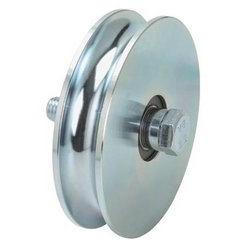 Schiebetorrolle mit Rundrille, Ø 140mm, für Schiene Ø 20mm, 2 Kugellager, verzinkt