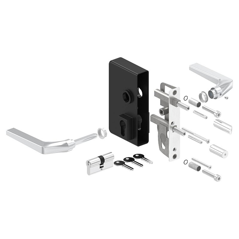 grille gate lock GTS 2 for tube thickness 40-60mm, housing RAL 9005 black