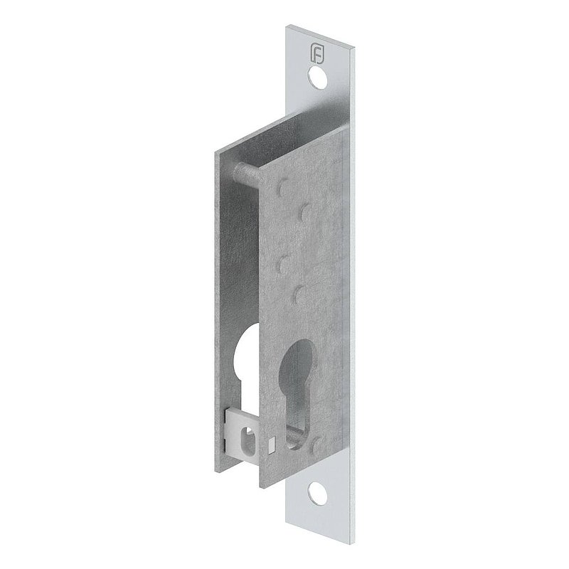 Serrure à pêne dormant pour profils tubulaires zingué, position du cylindre de serrure 22mm