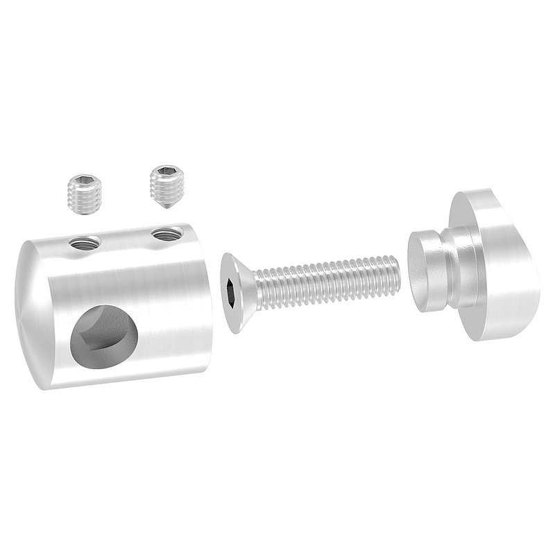 Cross bar holder for 33.7 mm tube, blind hole left 10.2 mm, AISI304