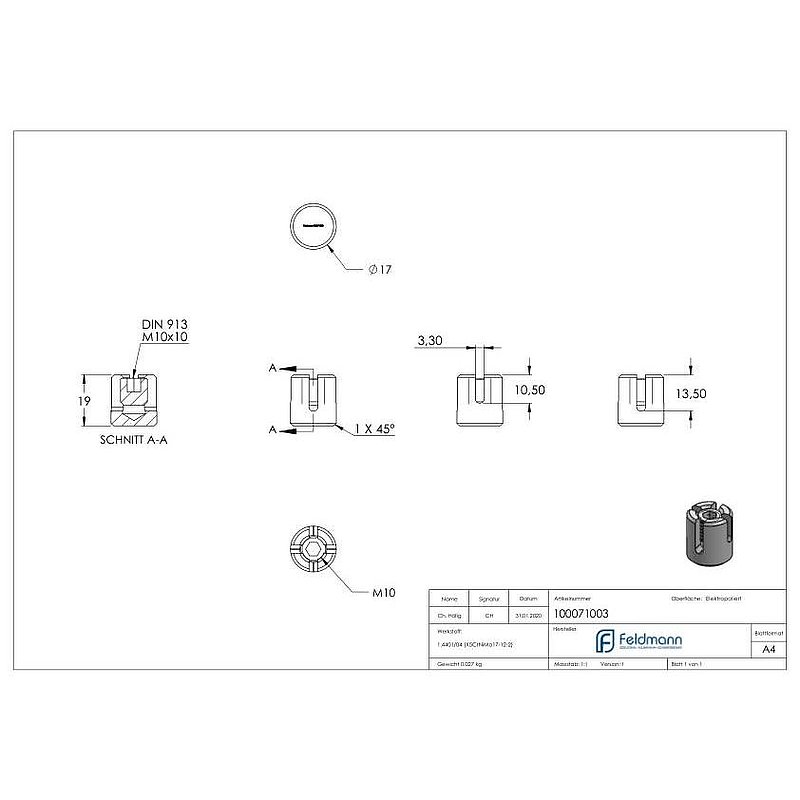 Serre-câble en croix pour câble Ø 3mm, V4A