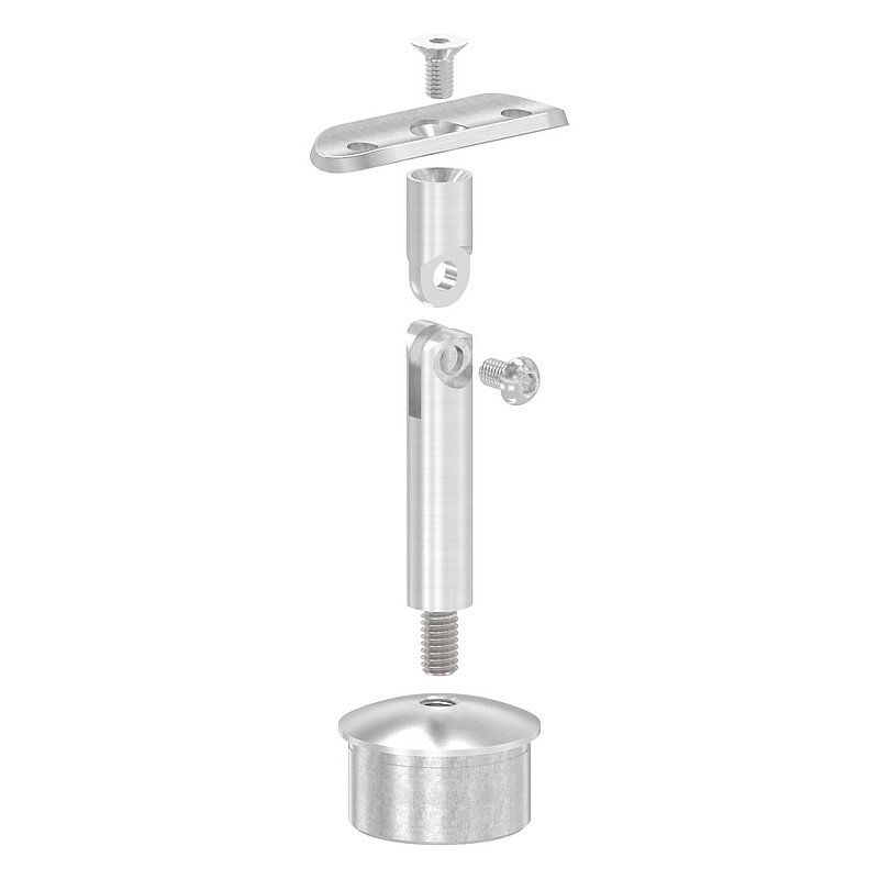 Tube end plug for tube 42.4x2.0mm, handrail connection plate: 42.4mm, AISI304