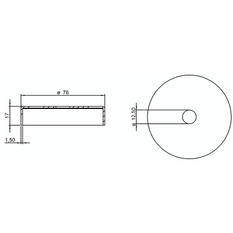 Abdeckrosette 76x16,5mm, Bohrung 12,5mm